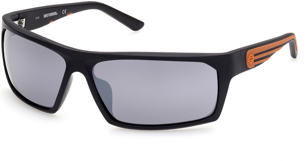 Harley-Davidson HD0951X Rectangular Sunglasses 02C-02C - Matte Black / Smoke Mirror