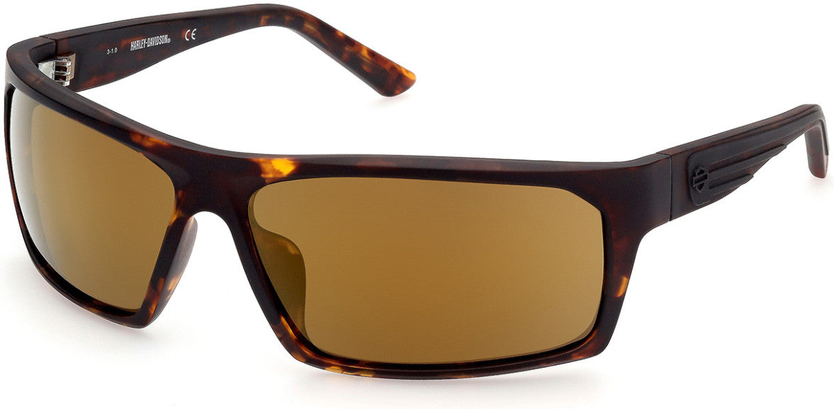 Harley-Davidson HD0951X Rectangular Sunglasses 52G-52G - Dark Havana / Brown Mirror