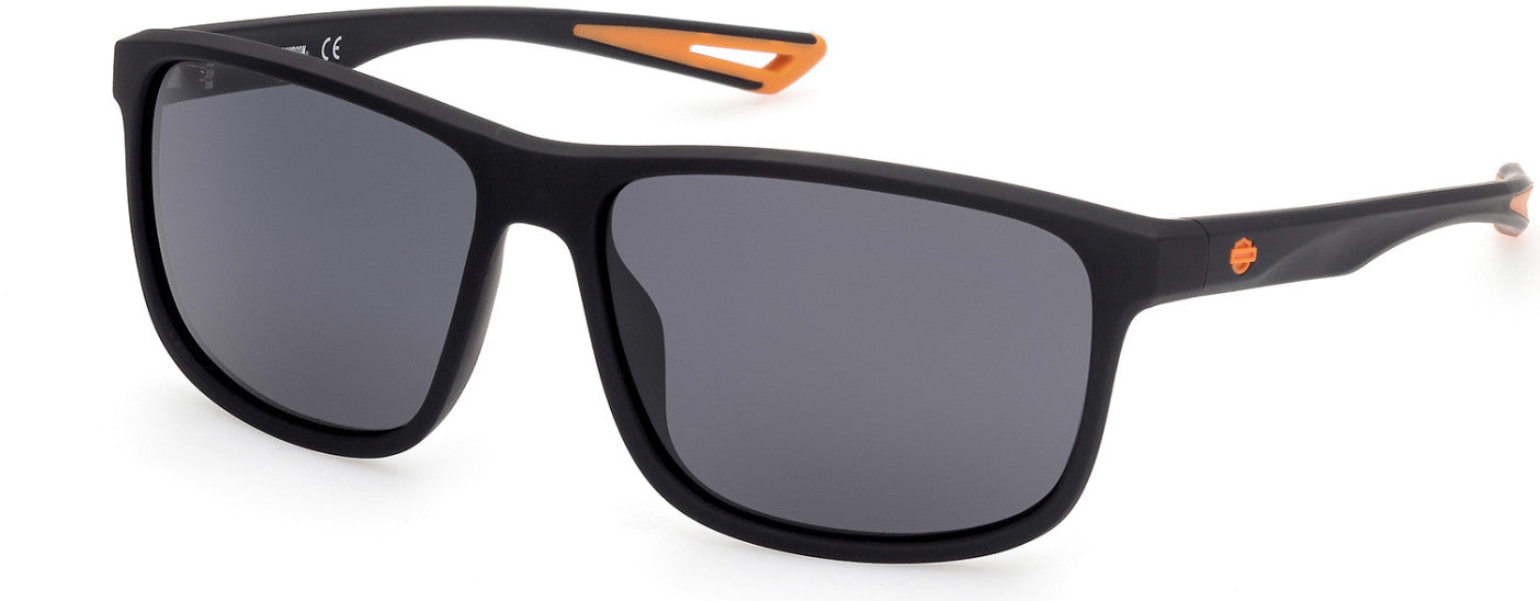 Harley-Davidson HD0959X Square Sunglasses 02D-02D - Matte Black / Smoke Polarized