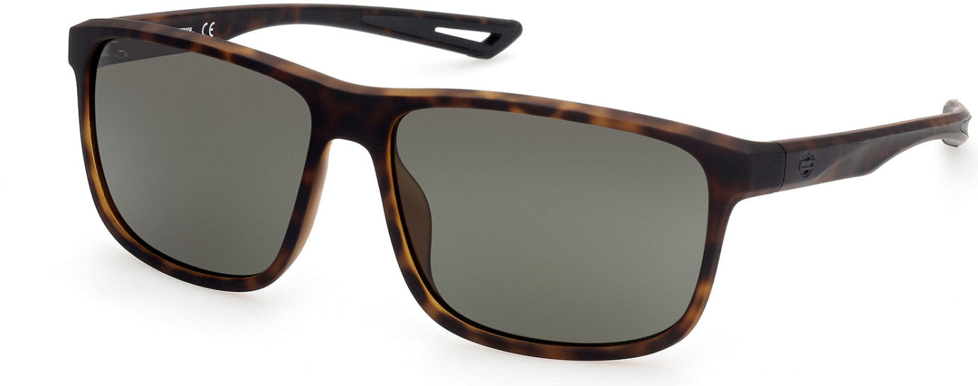 Harley-Davidson HD0959X Square Sunglasses 52N-52N - Dark Havana / Green