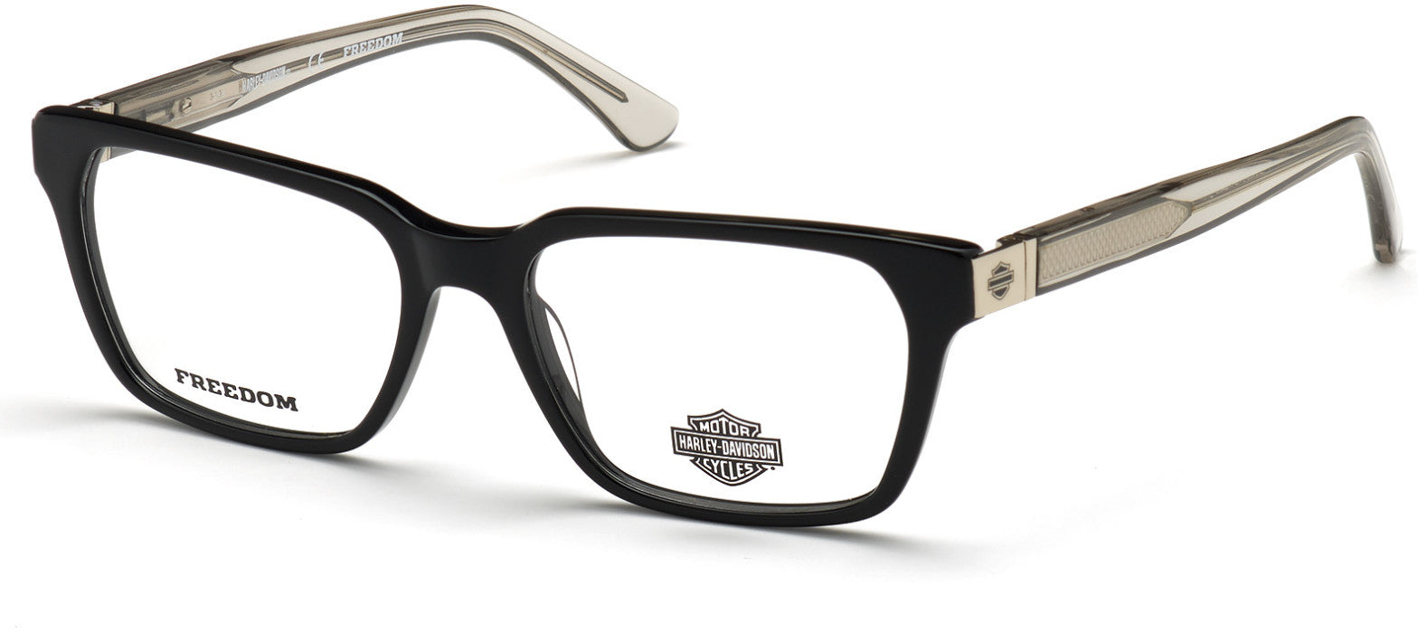 Harley-Davidson HD9002 Rectangular Eyeglasses 001-001 - Shiny Black