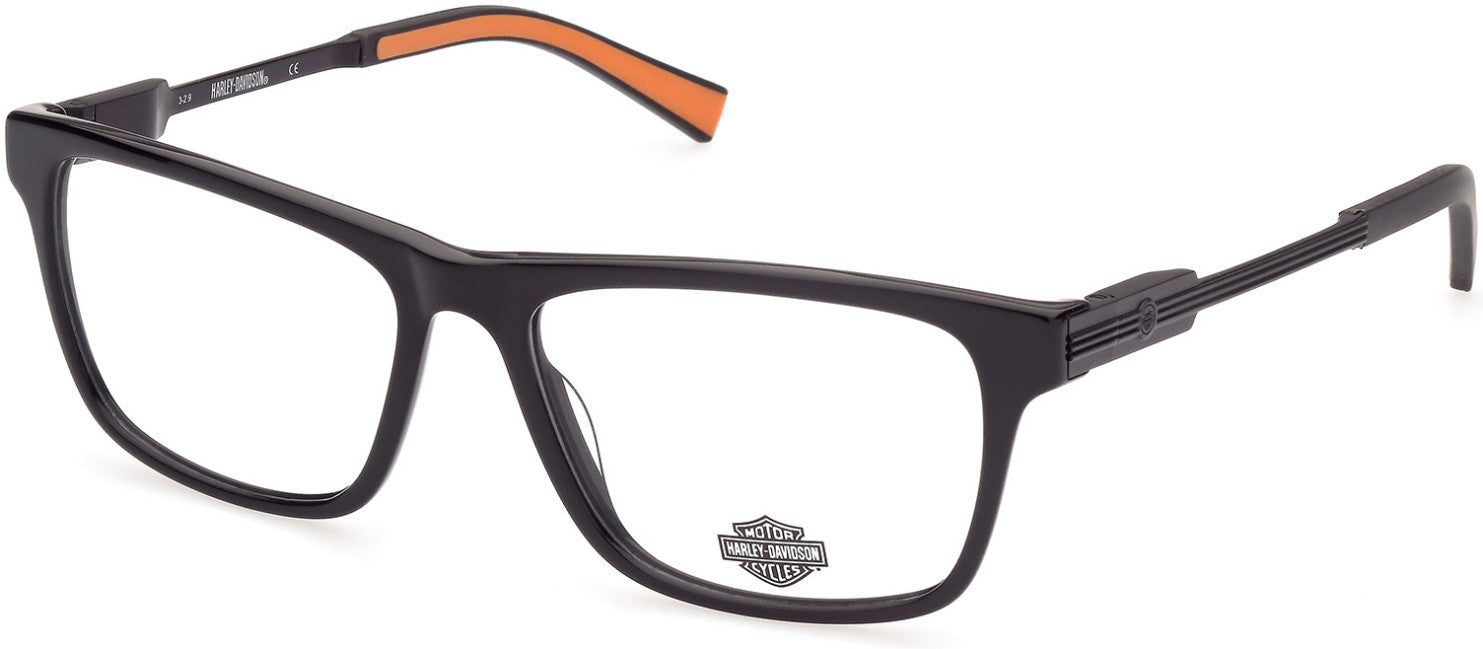 Harley-Davidson HD9008 Rectangular Eyeglasses 001-001 - Shiny Black