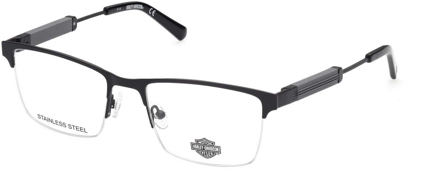 Harley-Davidson HD9013 Rectangular Eyeglasses 002-002 - Matte Black