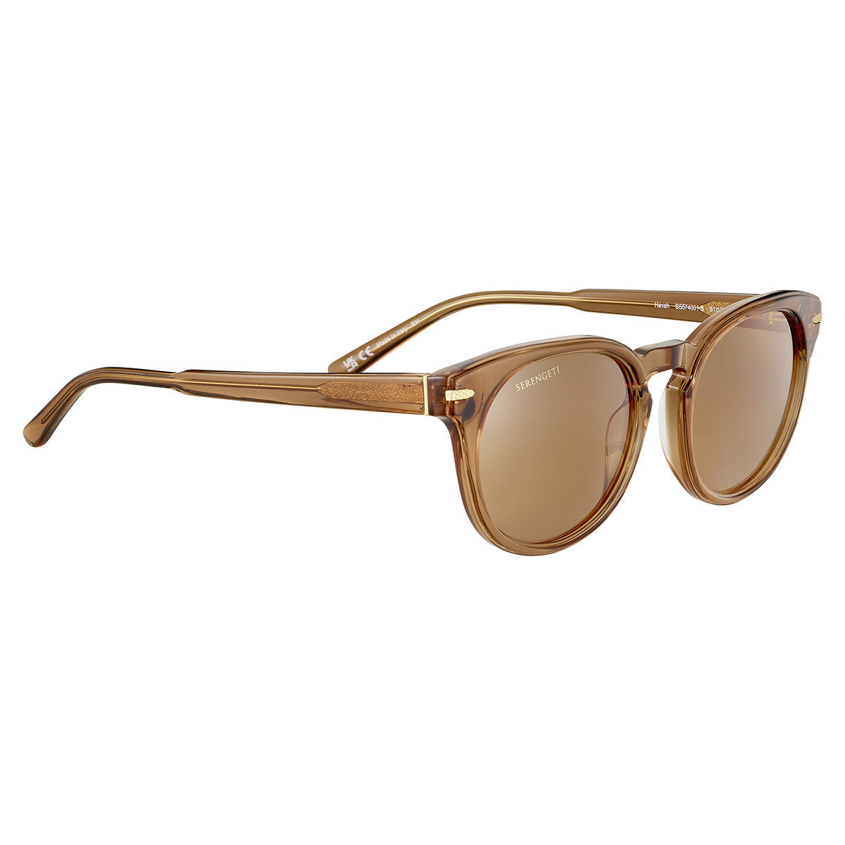 Serengeti Havah Sunglasses  Shiny Crystal Caramel Brown Small, Medium