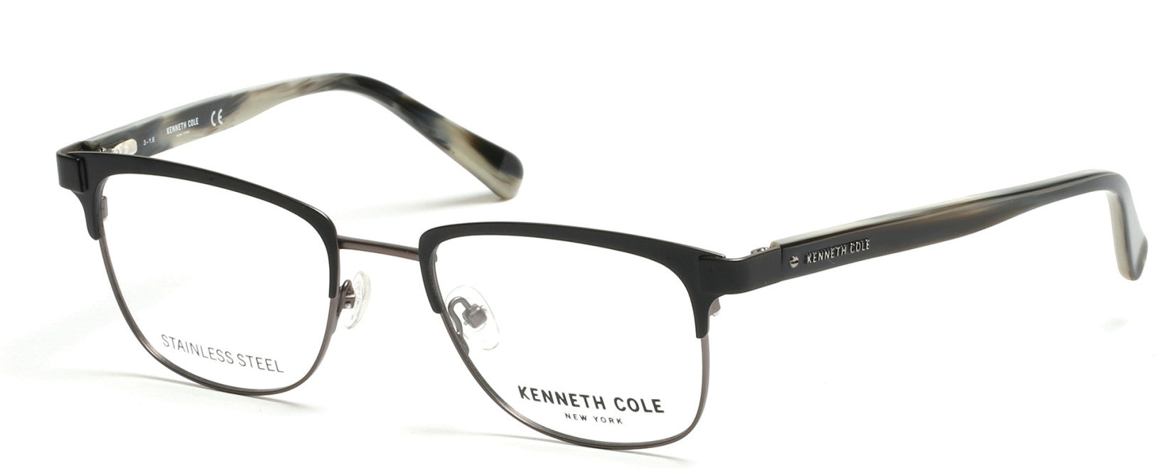 Kenneth Cole New York,Kenneth Cole Reaction KC0253 Geometric Eyeglasses 002-002 - Matte Black - Back Order until 
