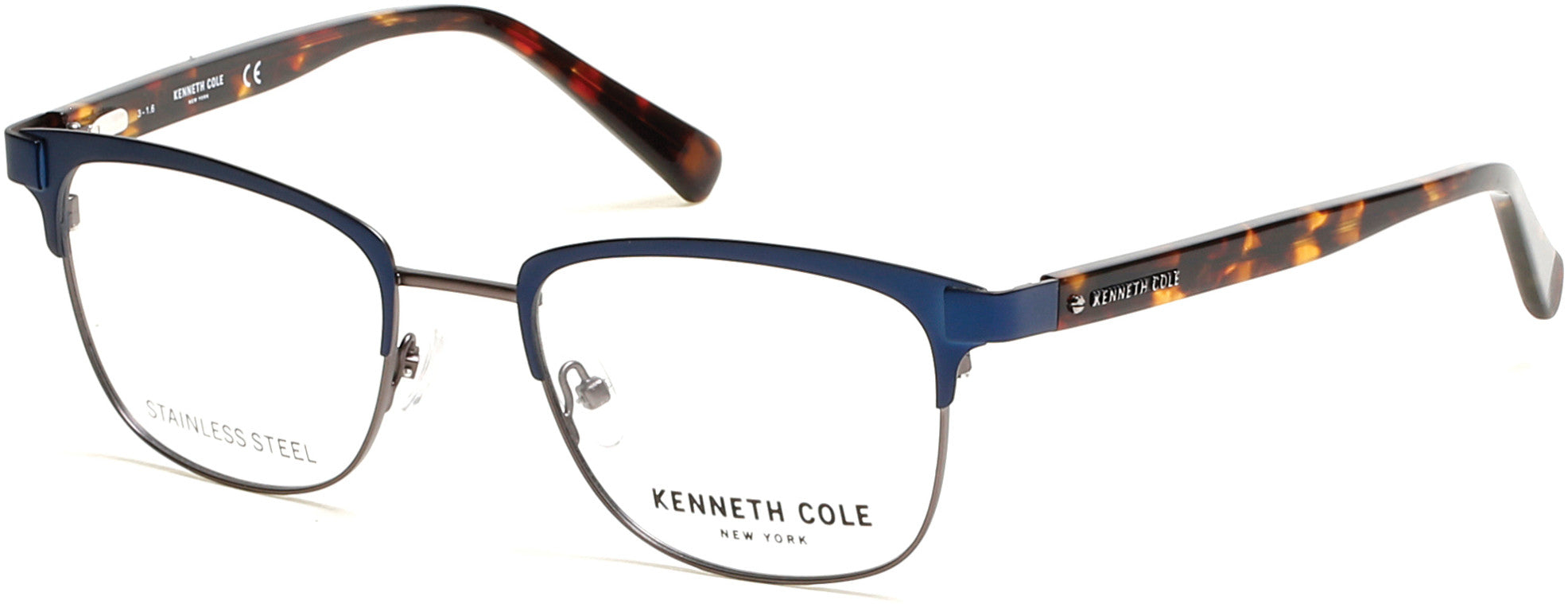 Kenneth Cole New York,Kenneth Cole Reaction KC0253 Geometric Eyeglasses 091-091 - Matte Blue
