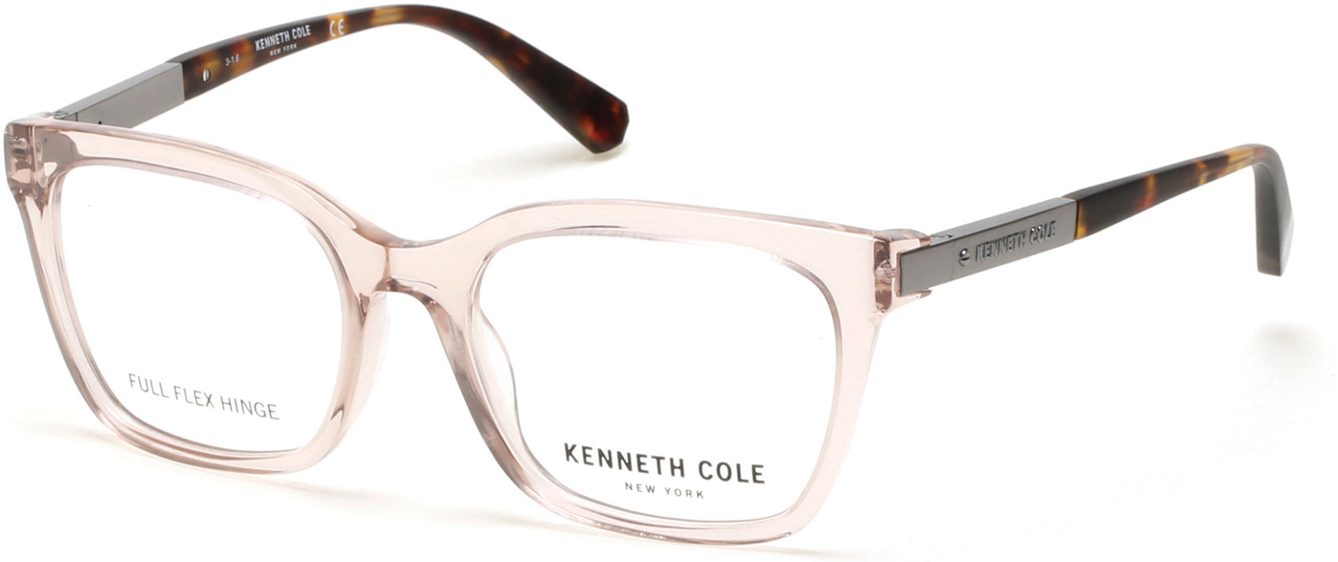 Kenneth Cole New York,Kenneth Cole Reaction KC0255 Geometric Eyeglasses 072-072 - Shiny Pink