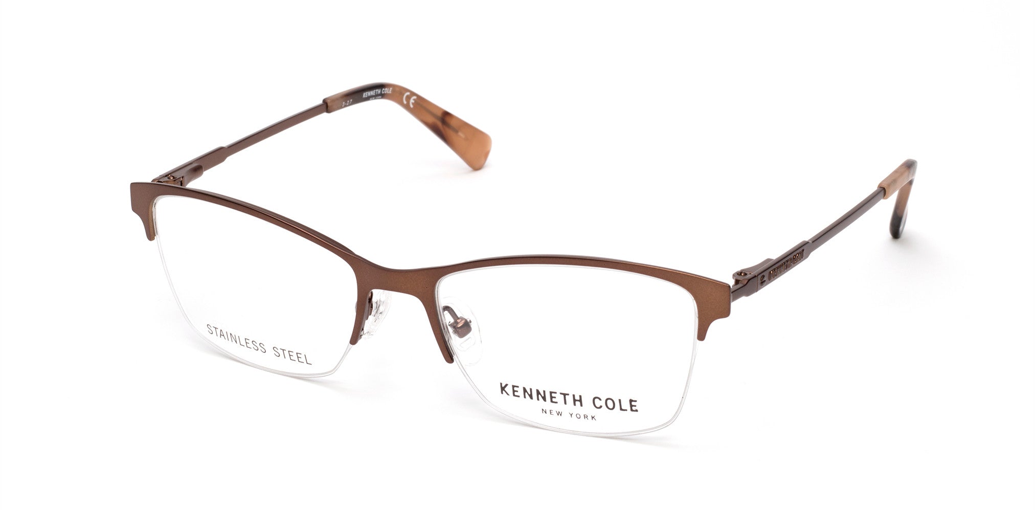 Kenneth Cole New York,Kenneth Cole Reaction KC0283 Geometric Eyeglasses 049-049 - Matte Dark Brown