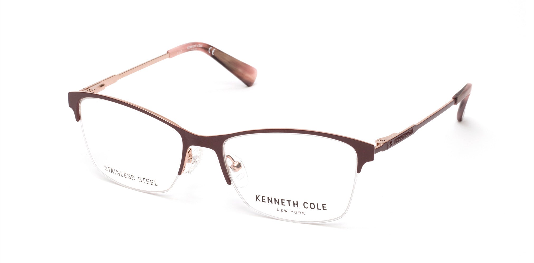 Kenneth Cole New York,Kenneth Cole Reaction KC0283 Geometric Eyeglasses 067-067 - Matte Red
