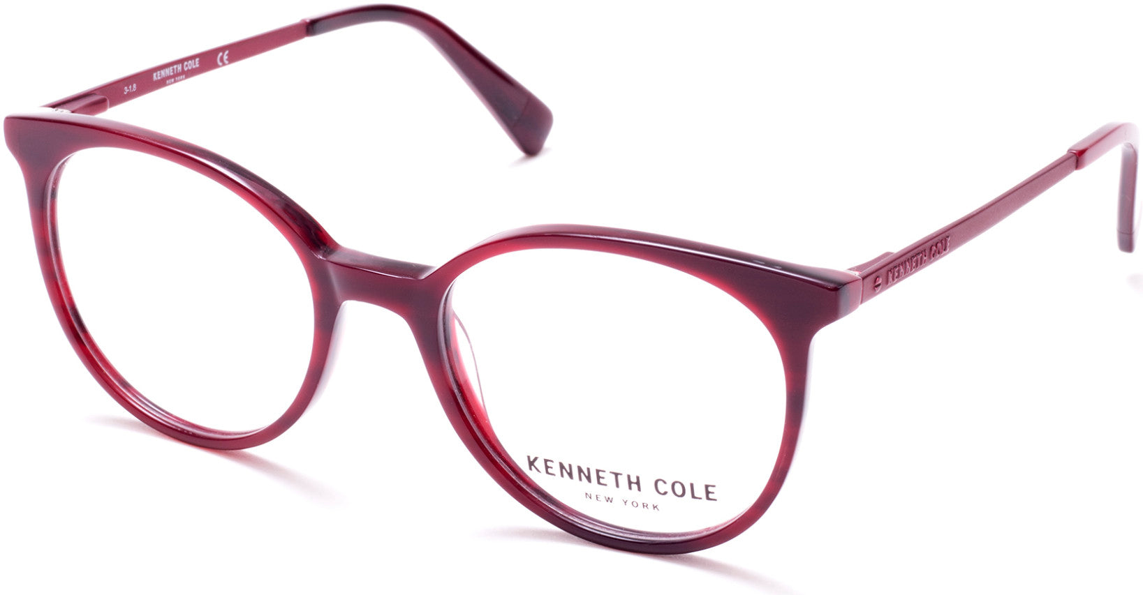 Kenneth Cole New York,Kenneth Cole Reaction KC0288 Round Eyeglasses 066-066 - Shiny Red