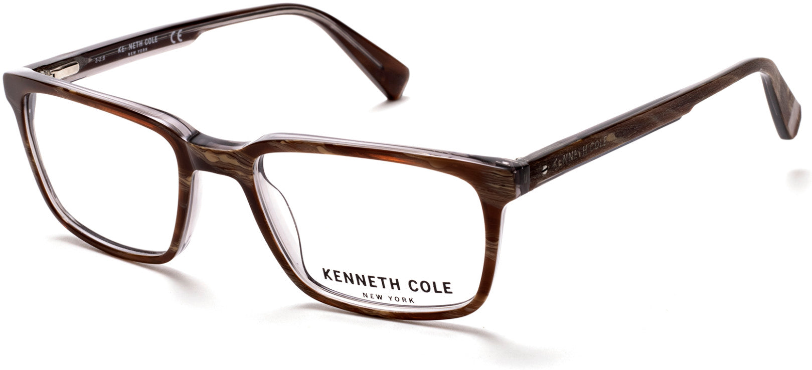 Kenneth Cole New York,Kenneth Cole Reaction KC0293 Geometric Eyeglasses 047-047 - Light Brown