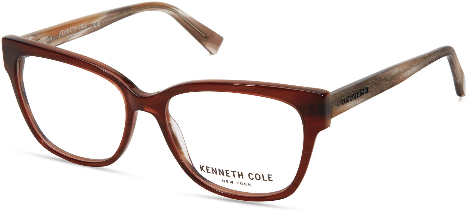 Kenneth Cole New York,Kenneth Cole Reaction KC0296 Geometric Eyeglasses 049-049 - Matte Dark Brown