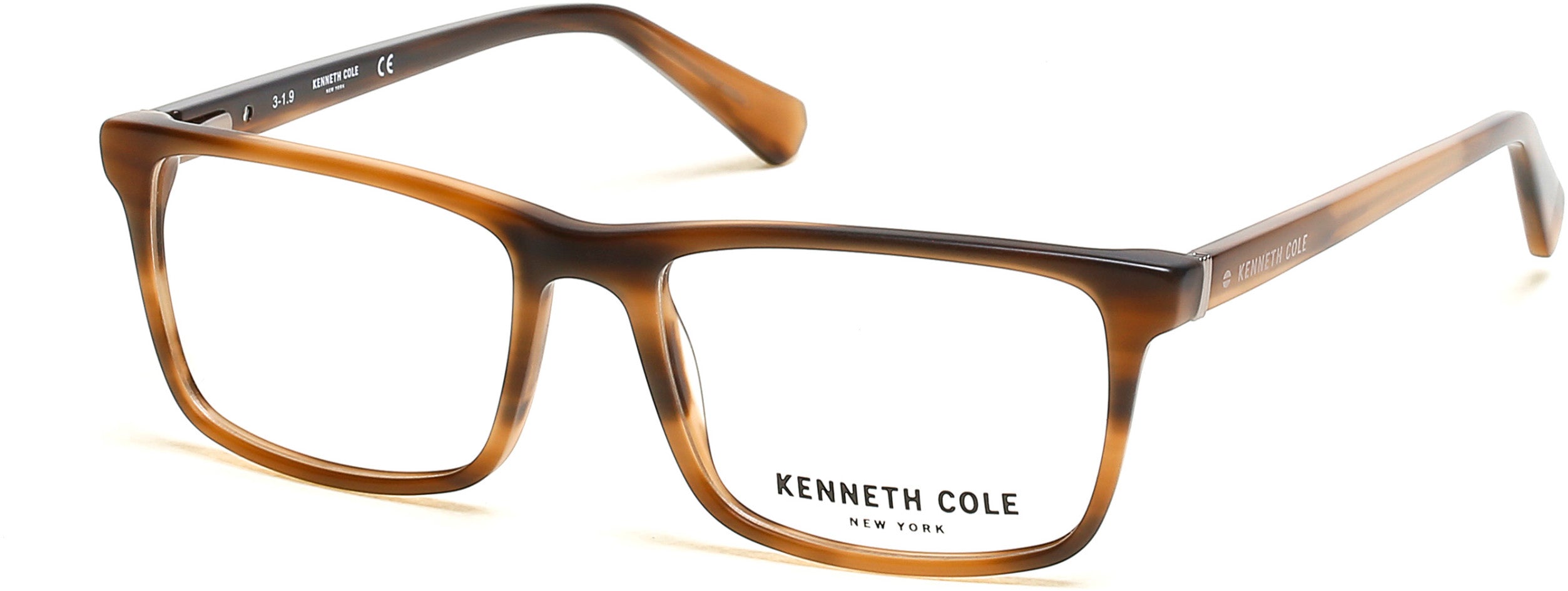 Kenneth Cole New York,Kenneth Cole Reaction KC0300 Rectangular Eyeglasses 049-049 - Matte Dark Brown