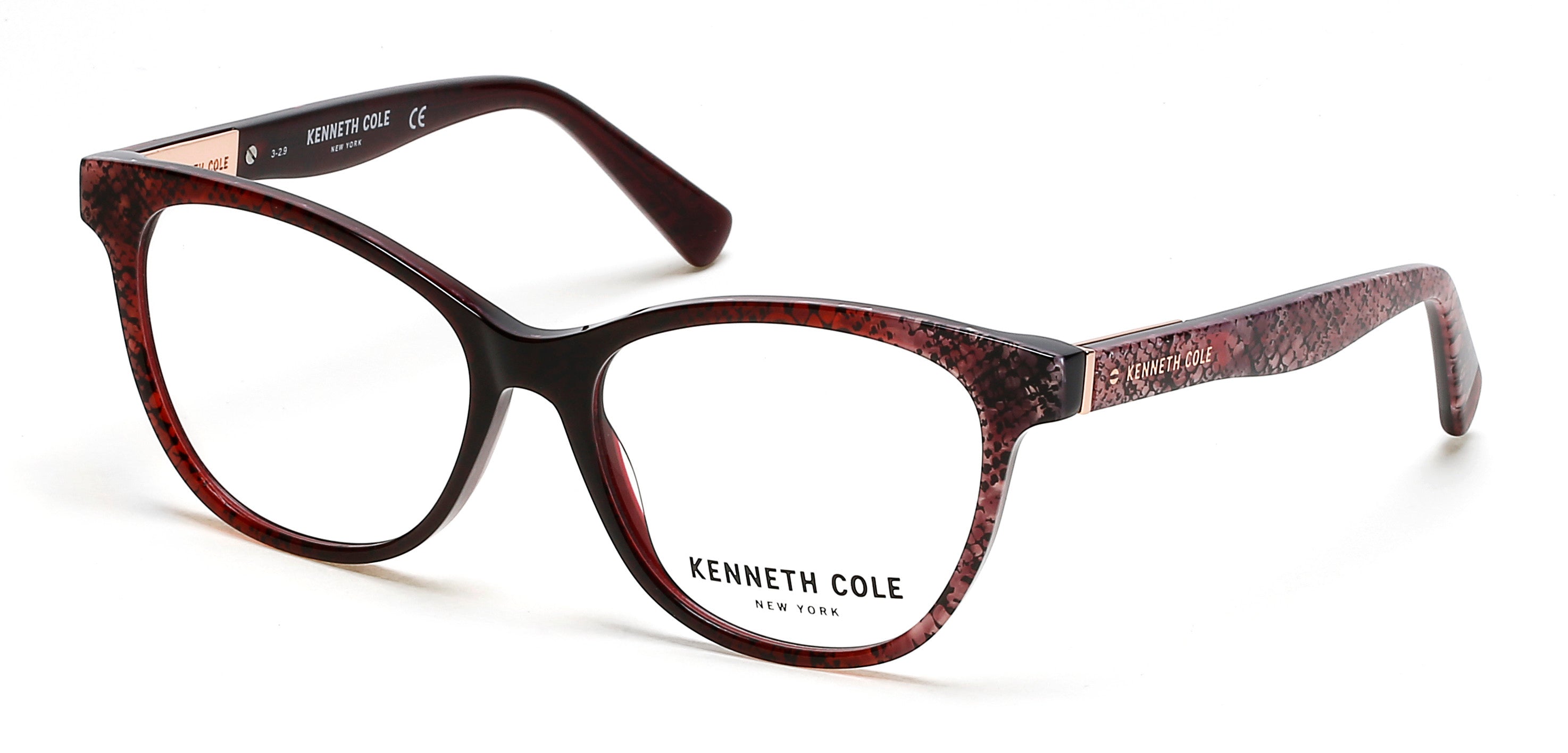 Kenneth Cole New York,Kenneth Cole Reaction KC0316 Round Eyeglasses 069-069 - Shiny Bordeaux