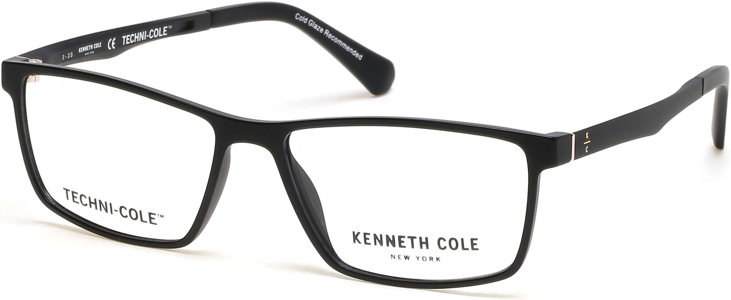 Kenneth Cole New York,Kenneth Cole Reaction KC0318 Rectangular Eyeglasses 002-002 - Matte Black