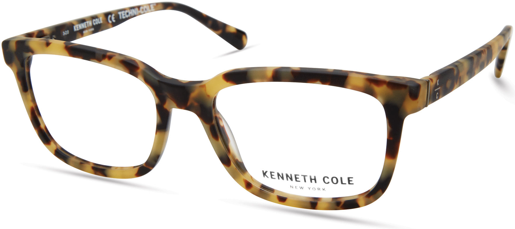 Kenneth Cole New York,Kenneth Cole Reaction KC0320 Square Eyeglasses 056-056 - Havana