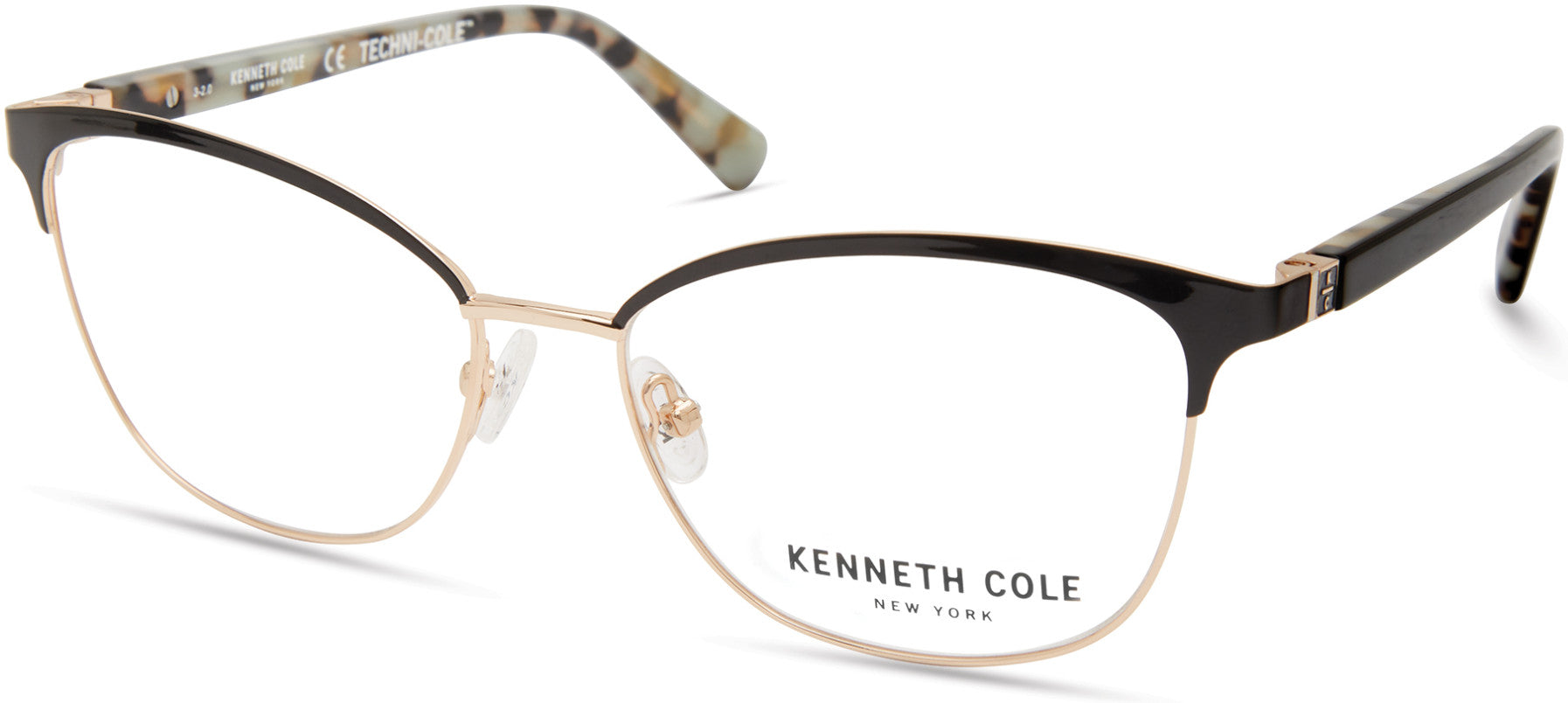 Kenneth Cole New York,Kenneth Cole Reaction KC0329 Square Eyeglasses 001-001 - Shiny Black