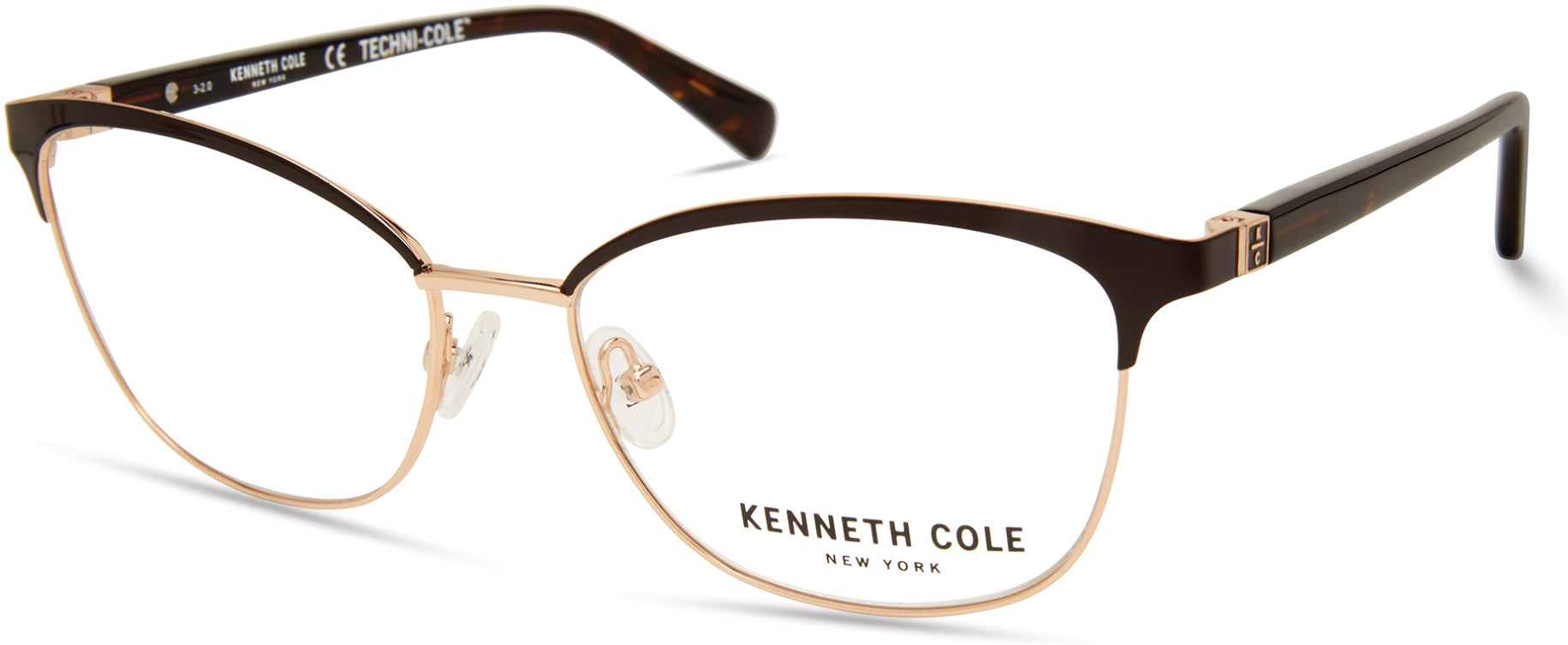 Kenneth Cole New York,Kenneth Cole Reaction KC0329 Square Eyeglasses 048-048 - Shiny Dark Brown