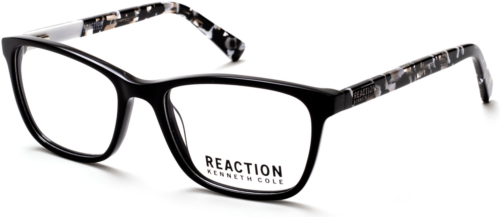 Kenneth Cole New York,Kenneth Cole Reaction KC0810 Rectangular Eyeglasses 001-001 - Shiny Black