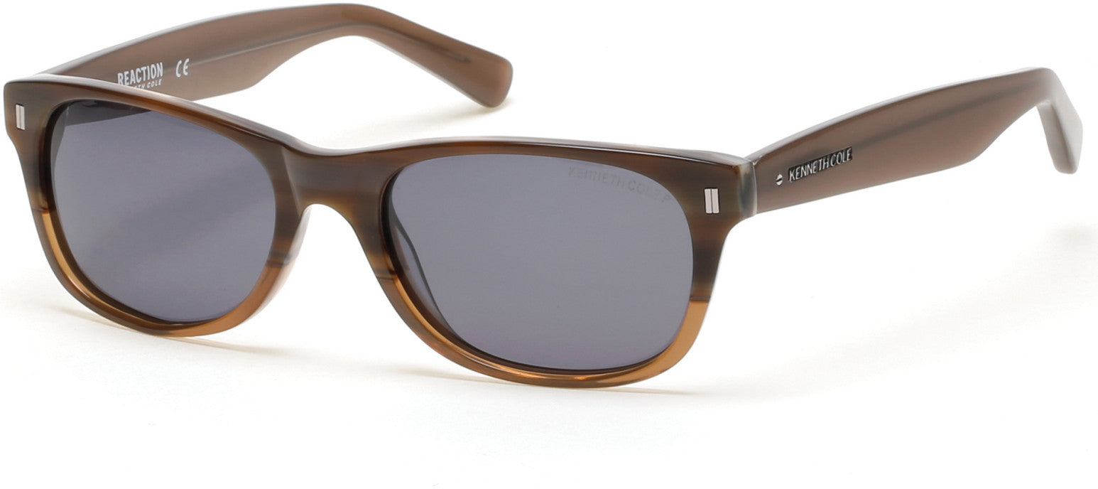 Kenneth Cole New York,Kenneth Cole Reaction KC7206 Sunglasses 64D-64D - Wood Texture Amber Horn, Wood Texture Taupe, Polarized Smoke Lens