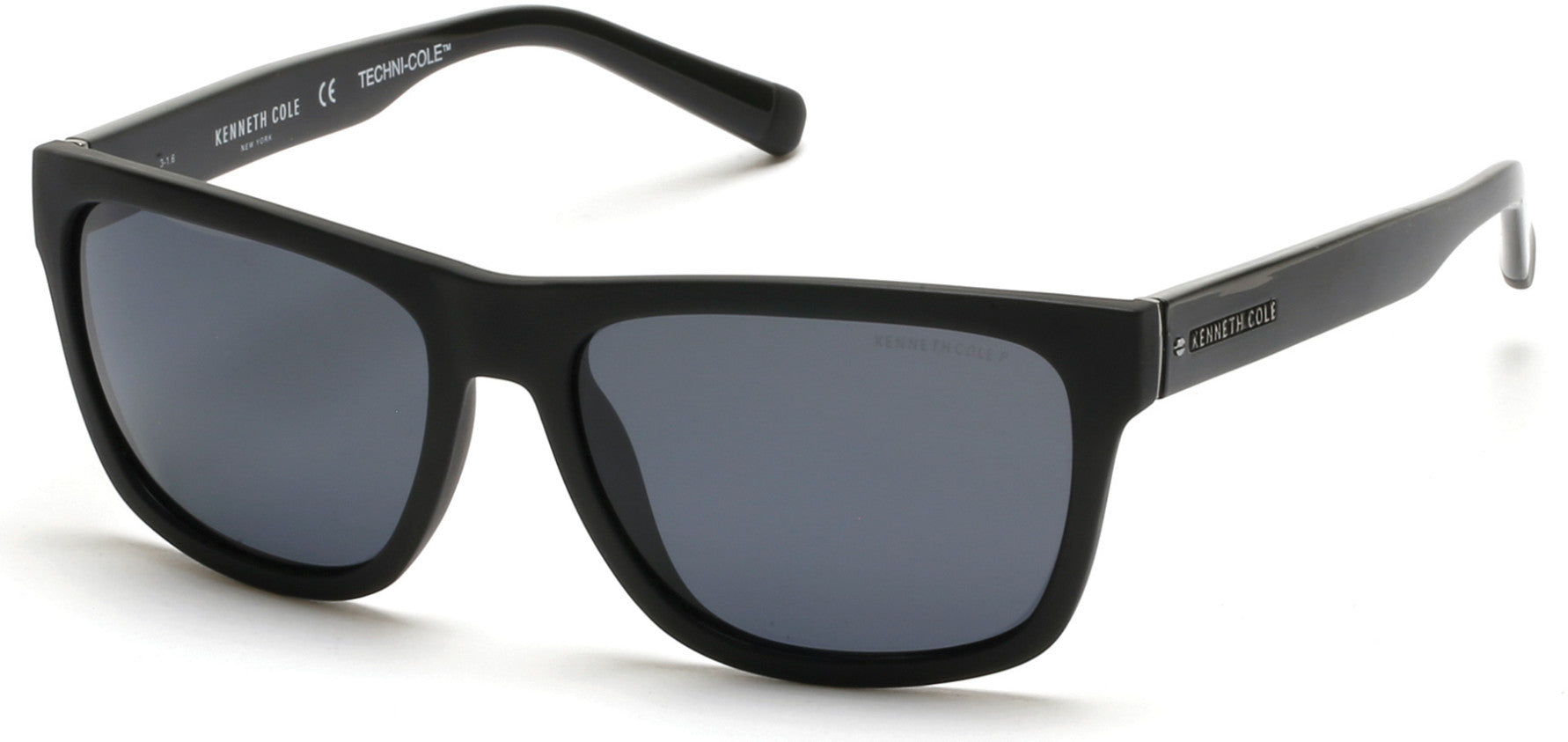 Kenneth Cole New York,Kenneth Cole Reaction KC7215 Sunglasses 02D-02D - Matte Black / Smoke Polarized