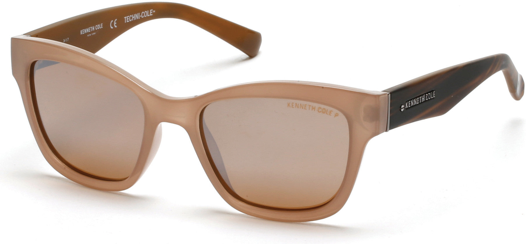 Kenneth Cole New York,Kenneth Cole Reaction KC7217 Sunglasses 45H-45H - Shiny Light Brown / Brown Polarized Lenses