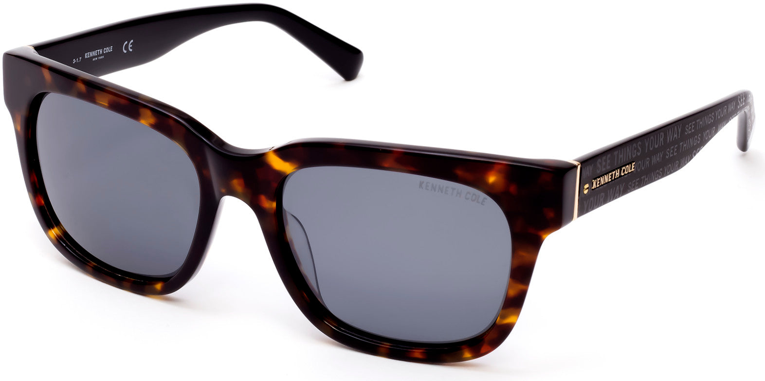 Kenneth Cole New York,Kenneth Cole Reaction KC7219 Sunglasses 52B-52B - Dark Havana / Gradient Smoke