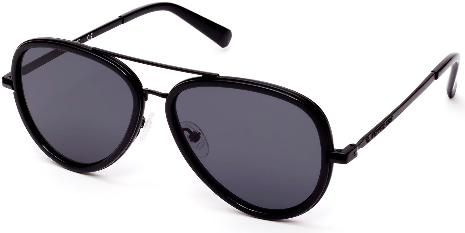 Kenneth Cole New York,Kenneth Cole Reaction KC7222 Sunglasses 01A-01A - Shiny Black  / Smoke