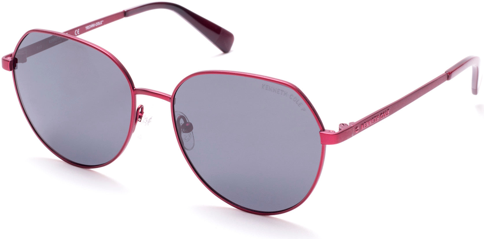 Kenneth Cole New York,Kenneth Cole Reaction KC7230 Round Sunglasses 67D-67D - Matte Red / Smoke Polarized Lenses