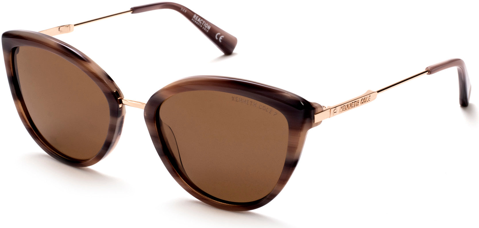 Kenneth Cole New York,Kenneth Cole Reaction KC7236 Cat Sunglasses 72H-72H - Shiny Pink / Brown Polarized Lenses