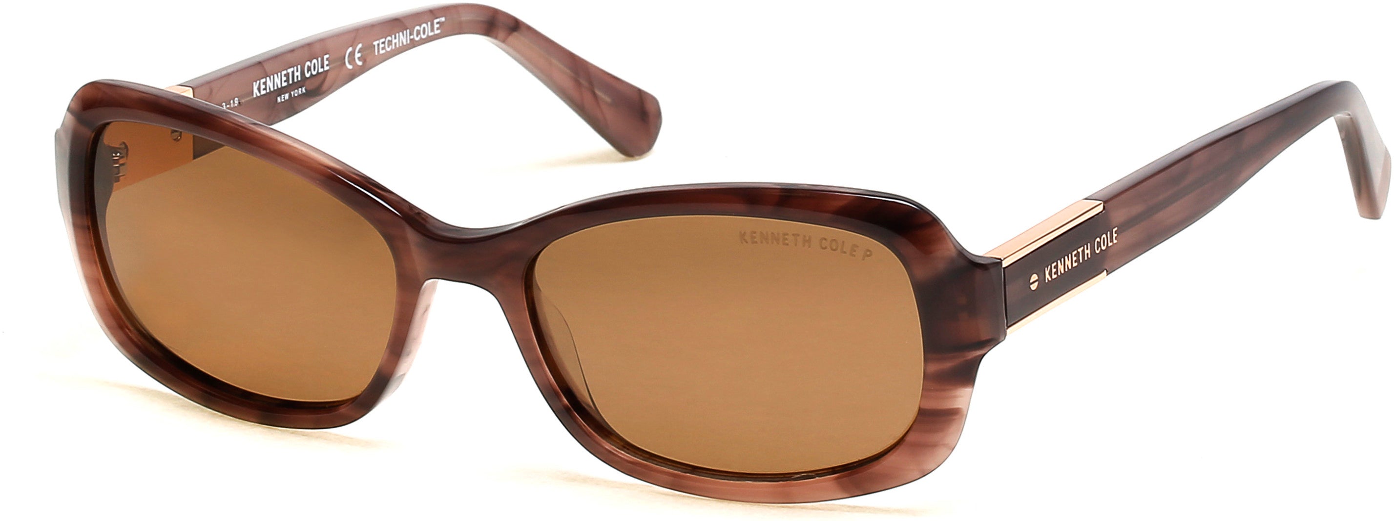 Kenneth Cole New York,Kenneth Cole Reaction KC7241 Oval Sunglasses 78H-78H - Shiny Lilac / Brown Polarized