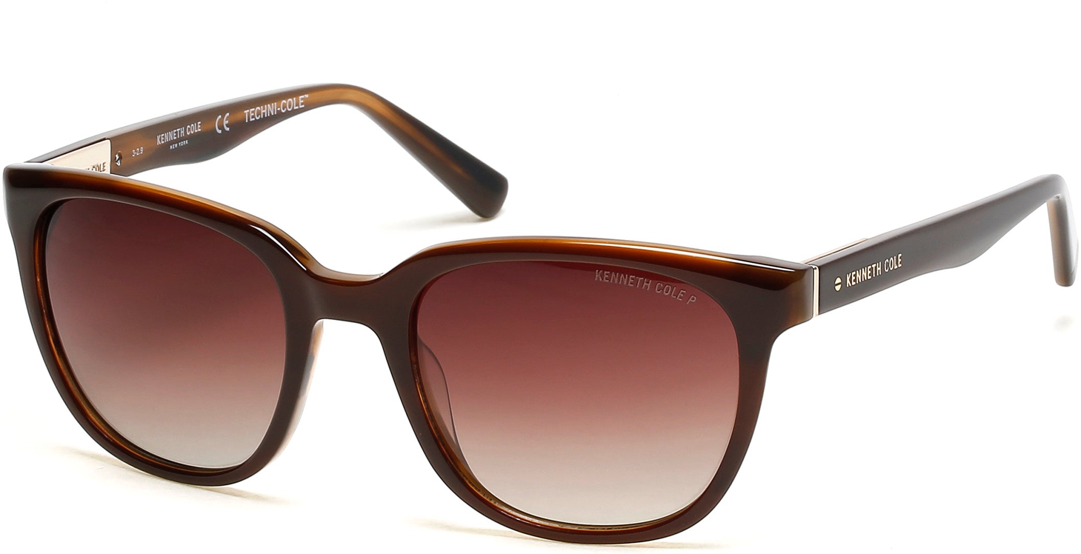 Kenneth Cole New York,Kenneth Cole Reaction KC7247 Square Sunglasses 50H-50H - Dark Brown / Brown Polarized