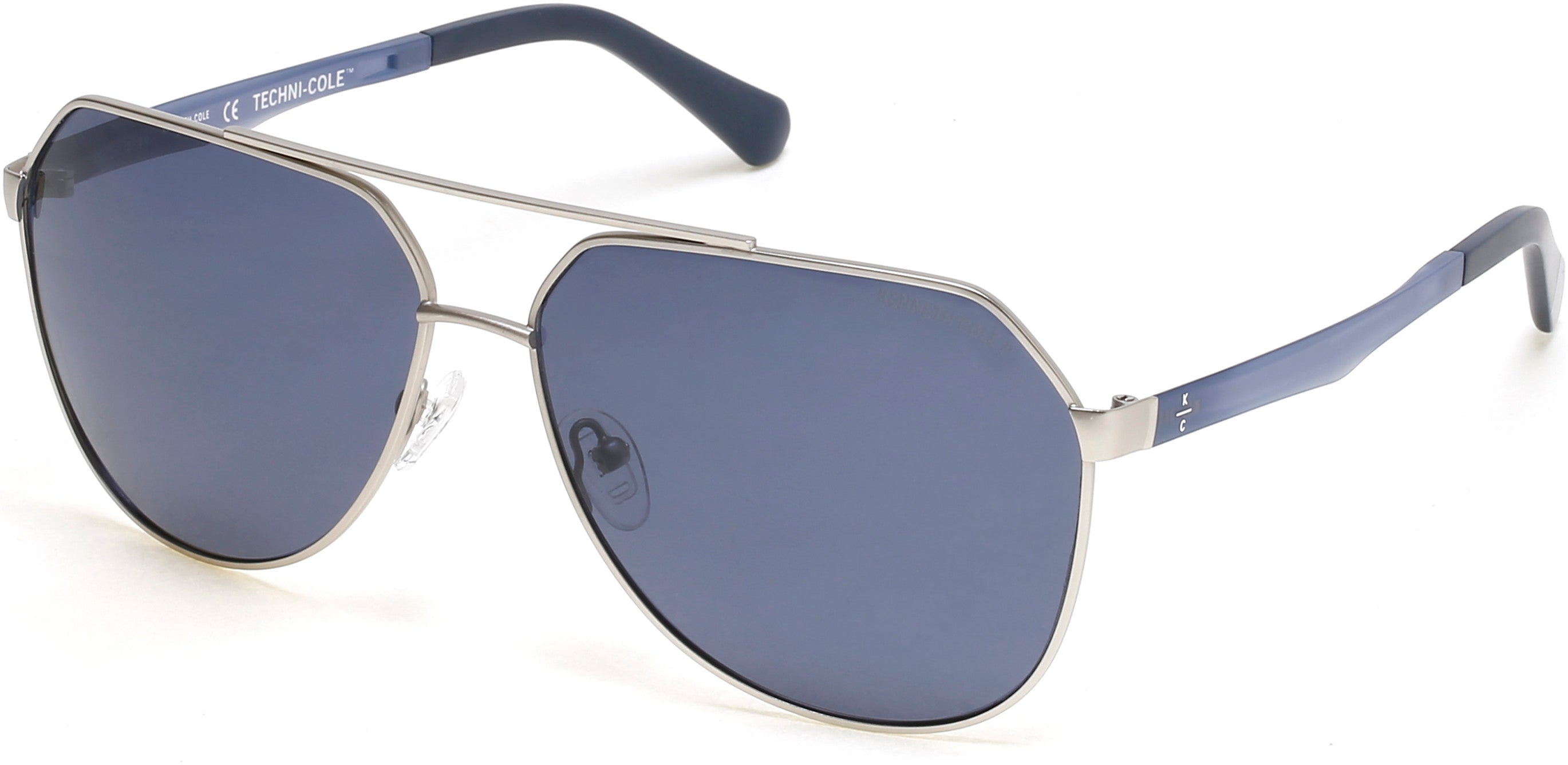 Kenneth Cole New York,Kenneth Cole Reaction KC7252 Pilot Sunglasses 11D-11D - Matte Light Nickeltin / Smoke Polarized