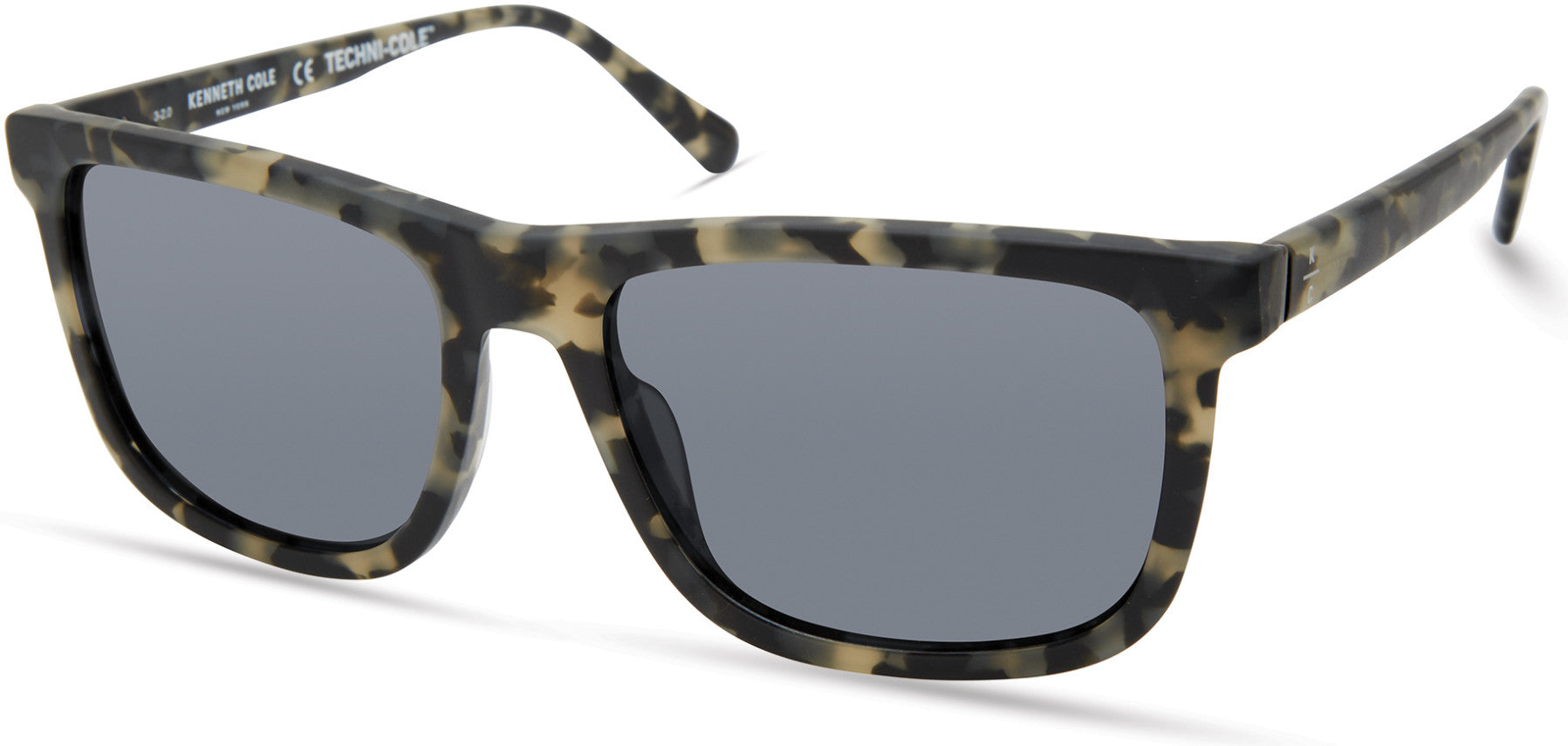 Kenneth Cole New York,Kenneth Cole Reaction KC7253 Geometric Sunglasses 98D-98D - Dark Green / Smoke Polarized