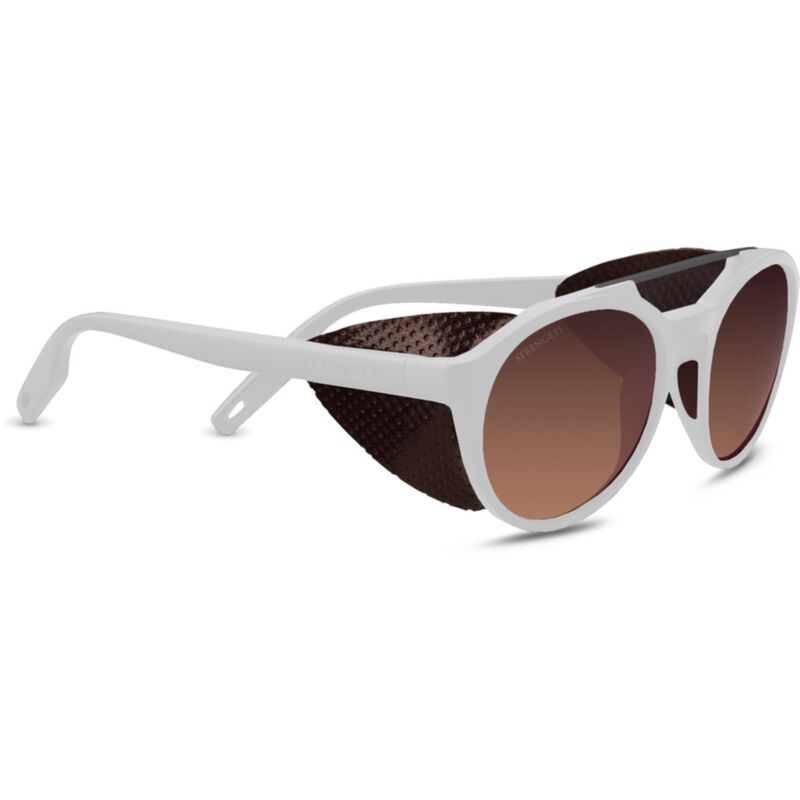 Serengeti Leandro Glacier Sunglasses  Matte White With Matte Dark Gunmetal Metal Insert Medium