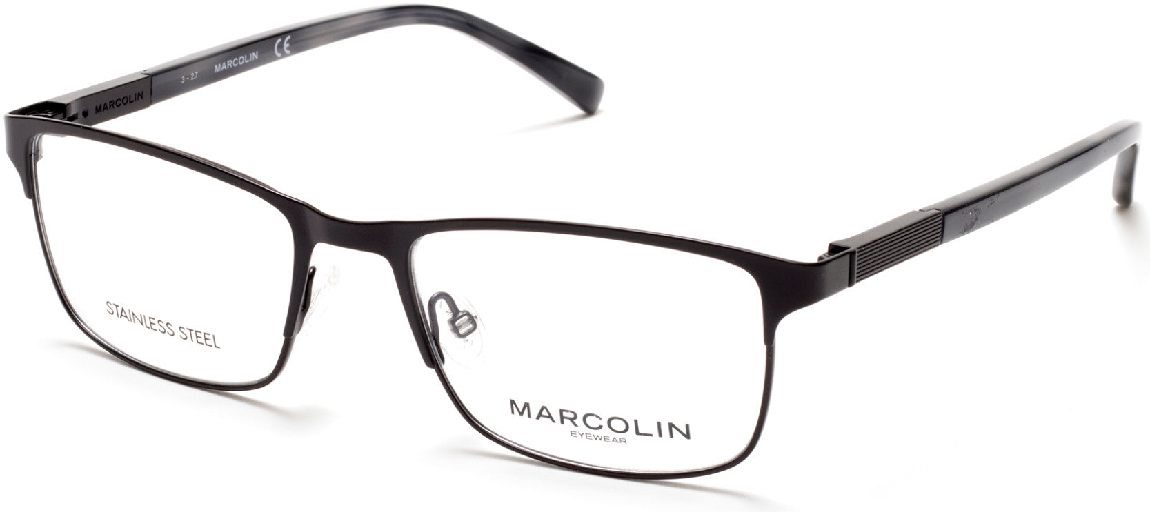 Marcolin MA3013 Geometric Eyeglasses 002-002 - Matte Black