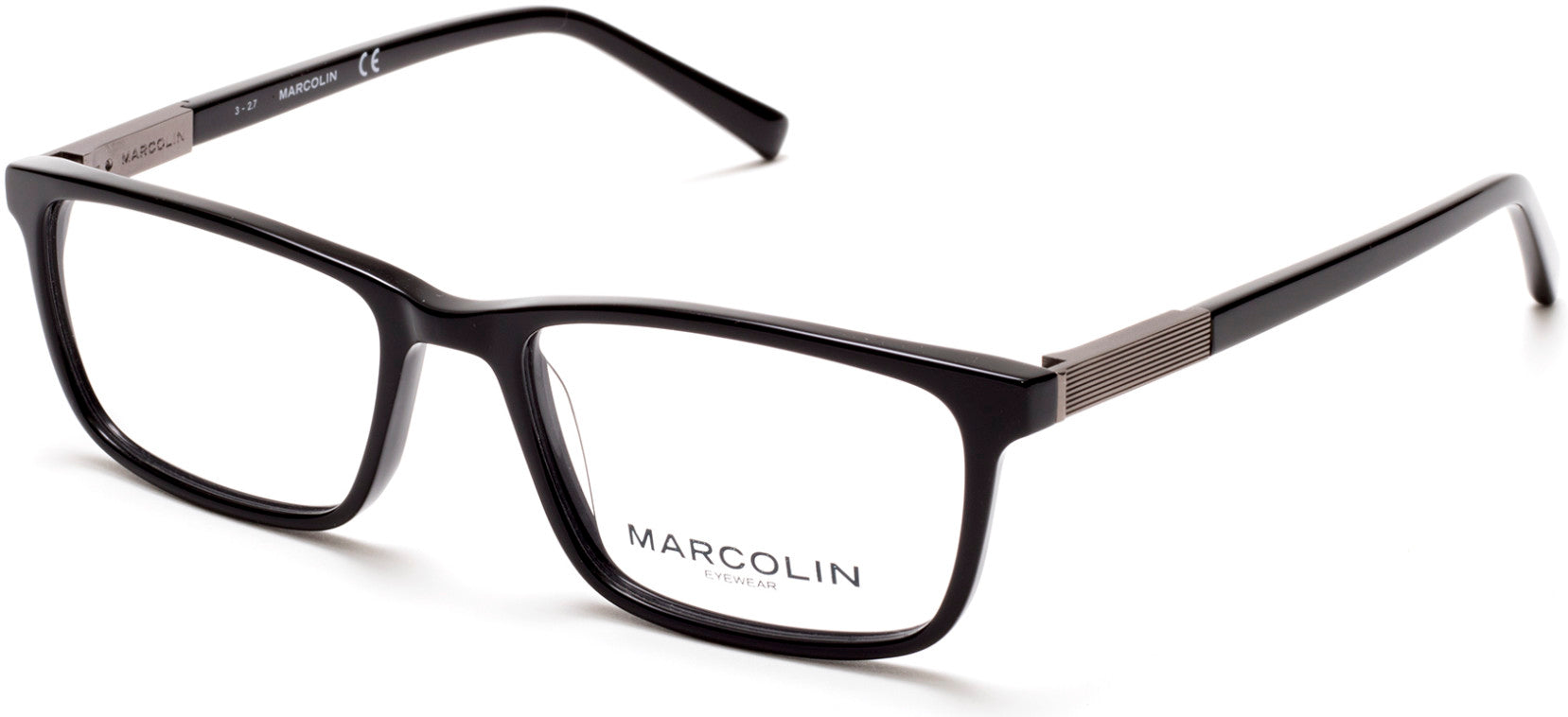 Marcolin MA3014 Geometric Eyeglasses 001-001 - Shiny Black
