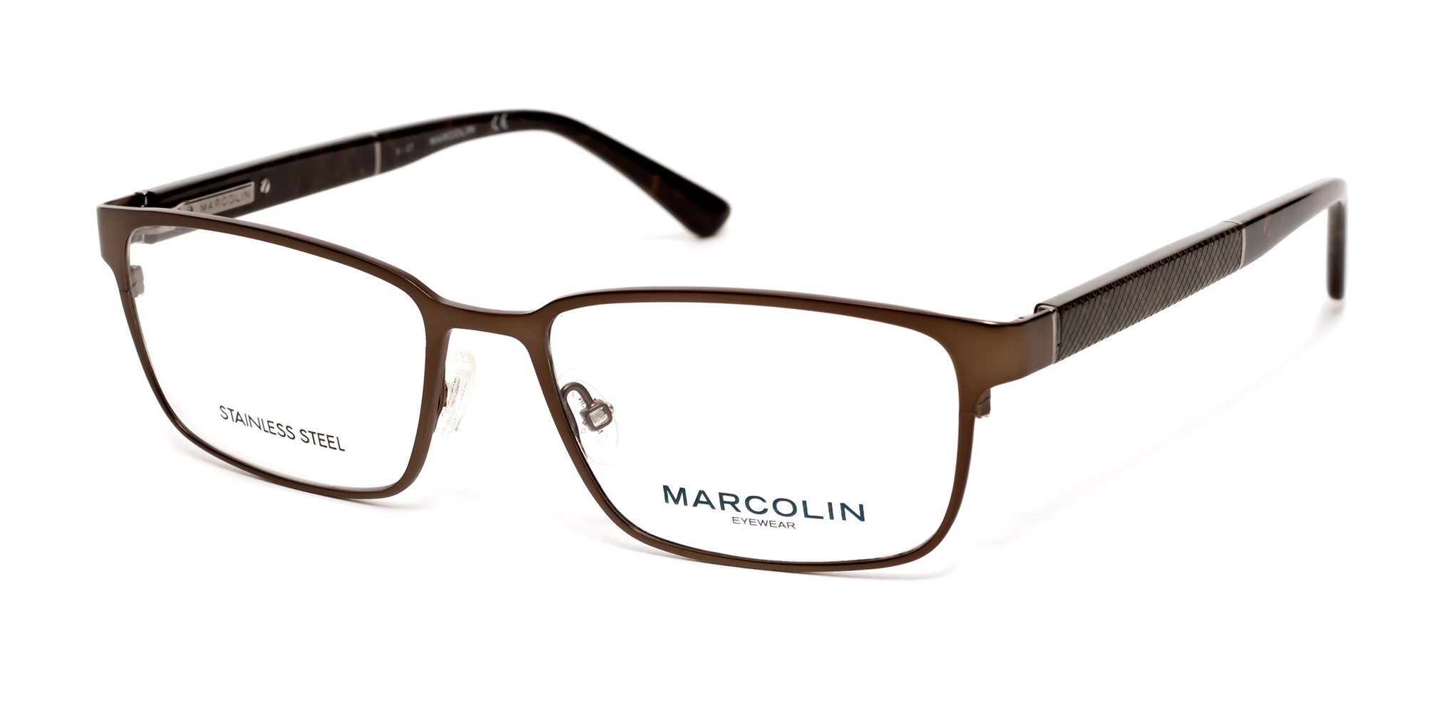 Marcolin MA3016 Geometric Eyeglasses 049-049 - Matte Dark Brown