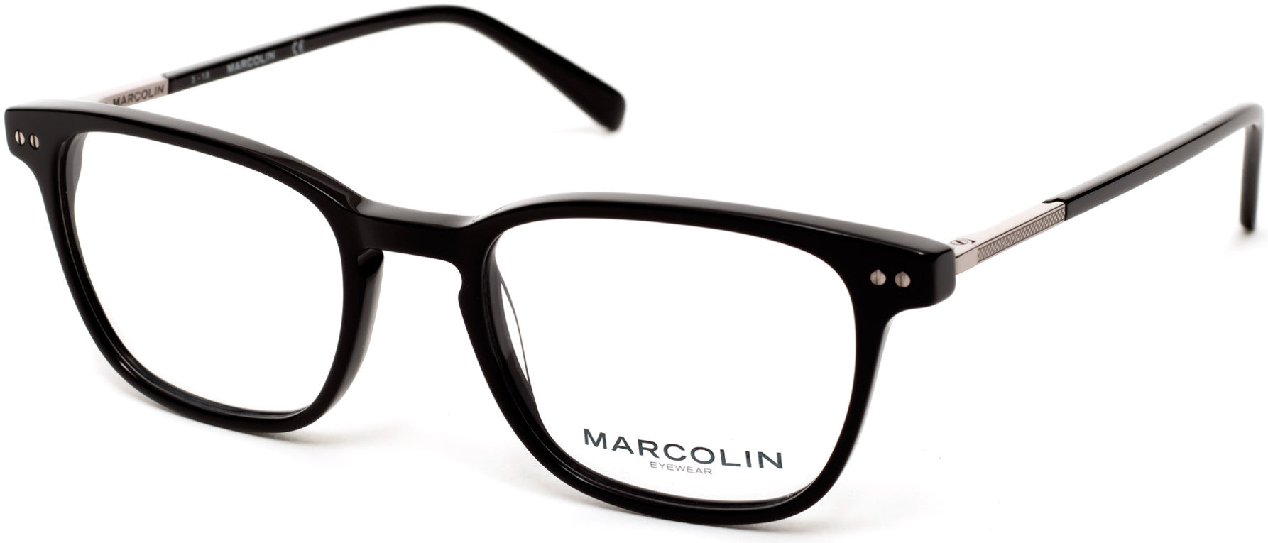Marcolin MA3017 Round Eyeglasses 001-001 - Shiny Black