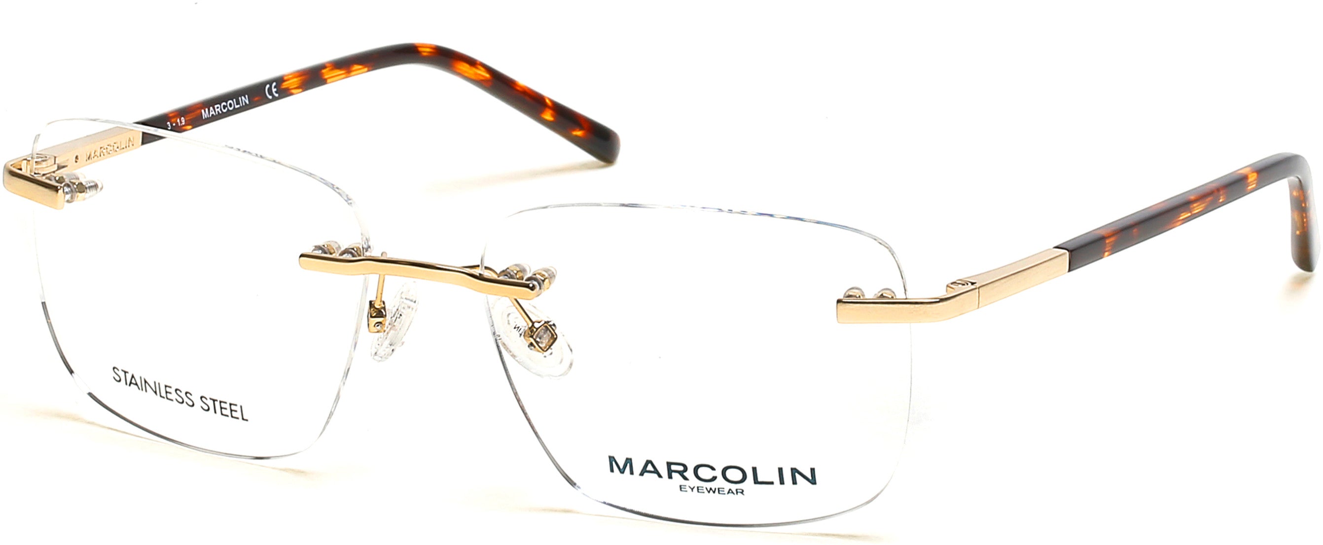 Marcolin MA3021 Square Eyeglasses 032-032 - Pale Gold