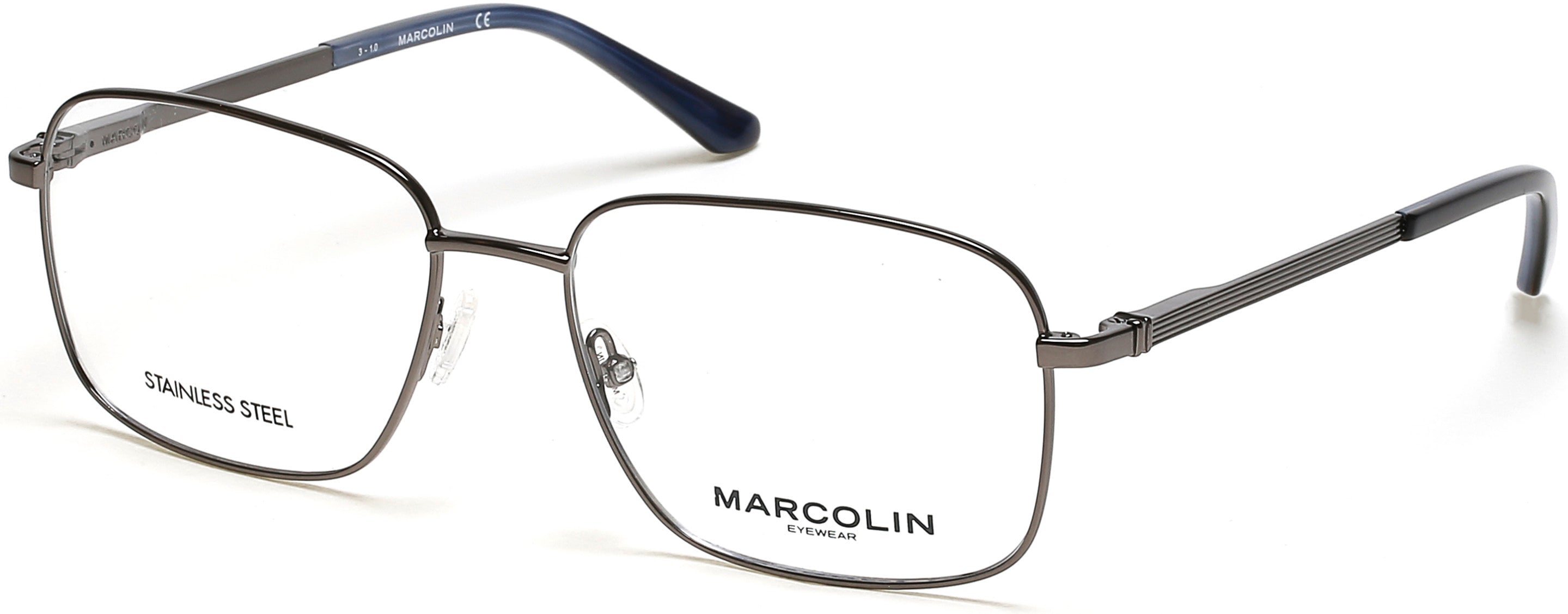 Marcolin MA3025 Square Eyeglasses 008-008 - Shiny Gunmetal