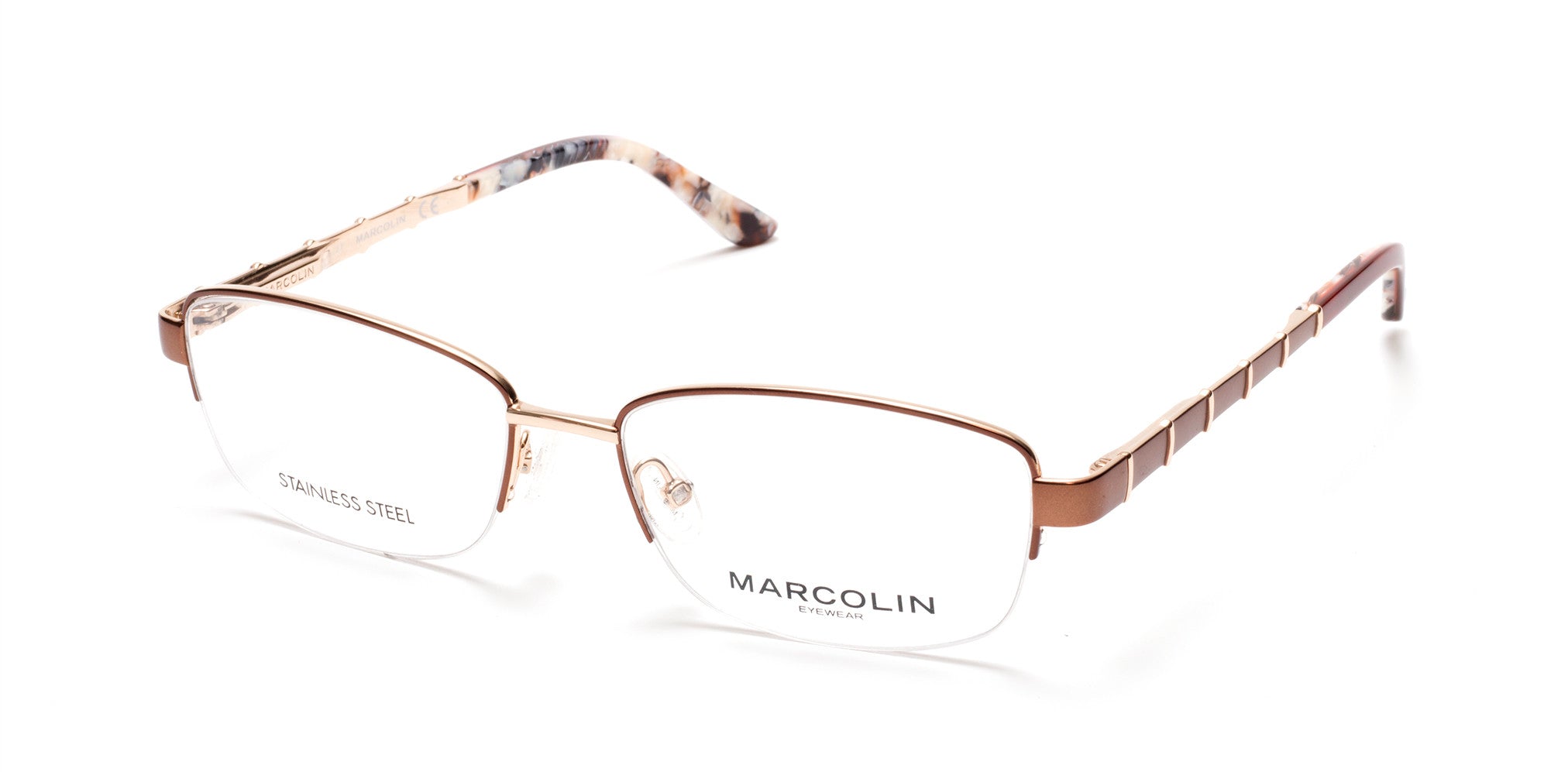 Marcolin MA5015 Oval Eyeglasses 005-046 - Matte Light Brown