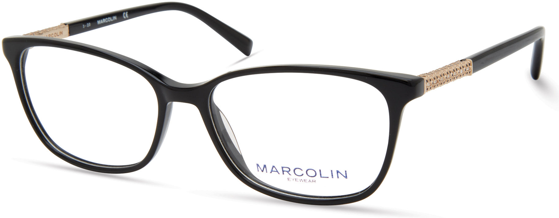 Marcolin MA5025 Square Eyeglasses 001-001 - Shiny Black