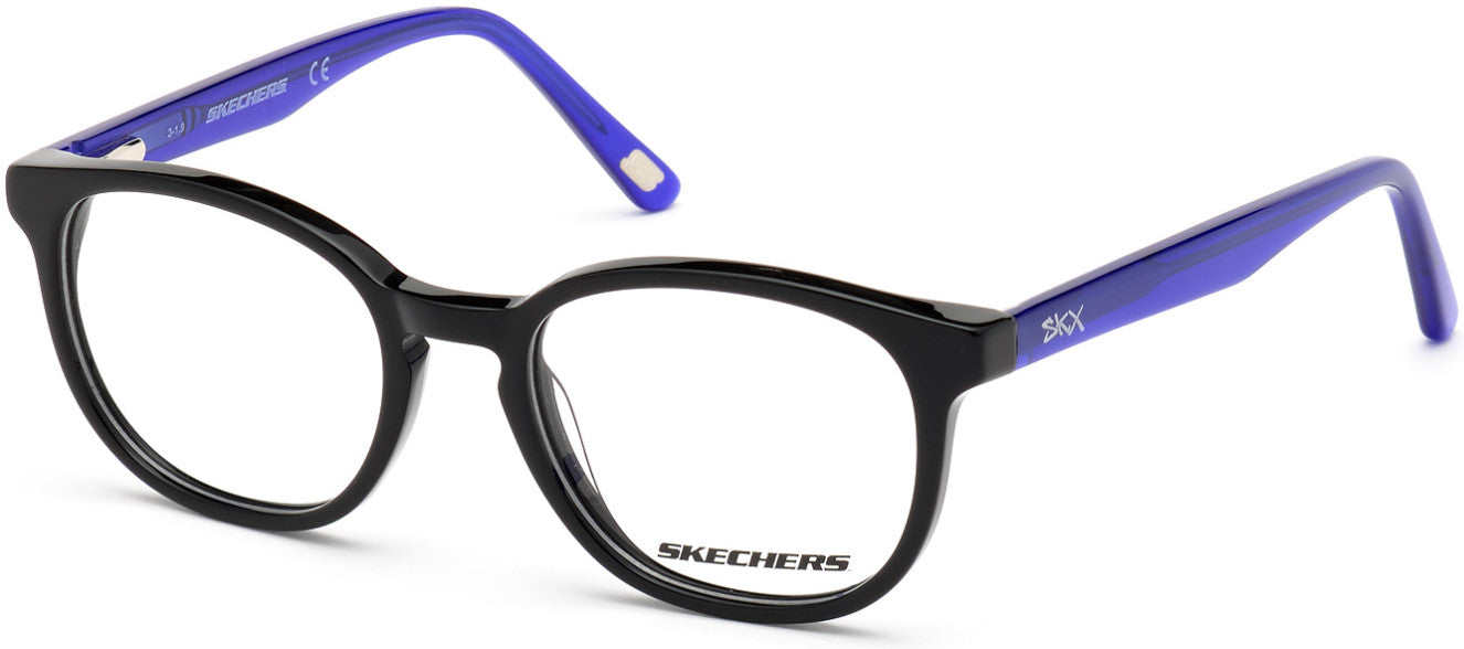 Skechers SE1163 Round Eyeglasses 001-001 - Shiny Black