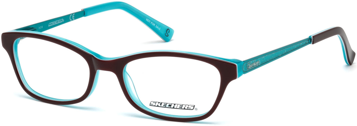 Skechers SE1623 Geometric Eyeglasses 048-048 - Shiny Dark Brown