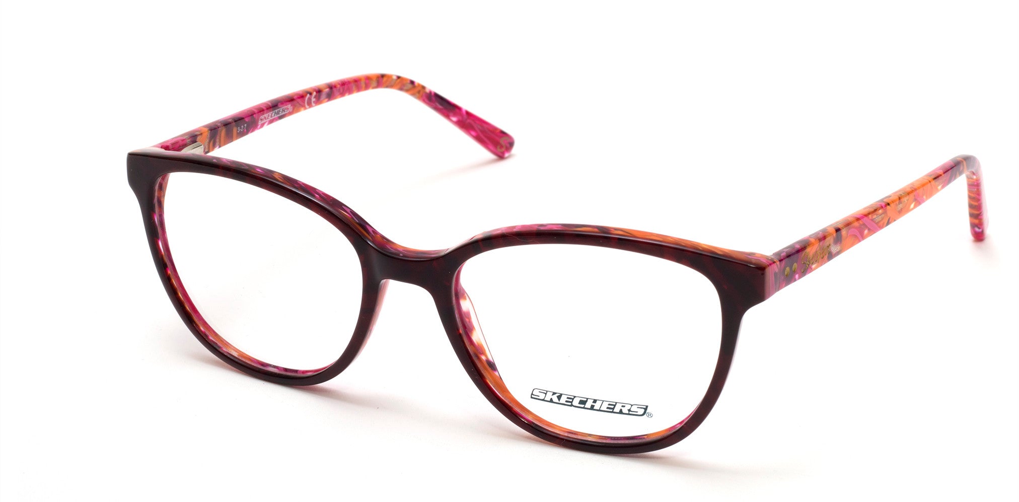 Skechers SE2137 Geometric Eyeglasses 048-048 - Shiny Dark Brown