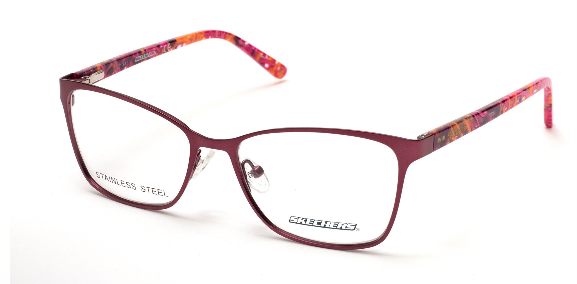 Skechers SE2138 Geometric Eyeglasses 070-070 - Matte Bordeaux