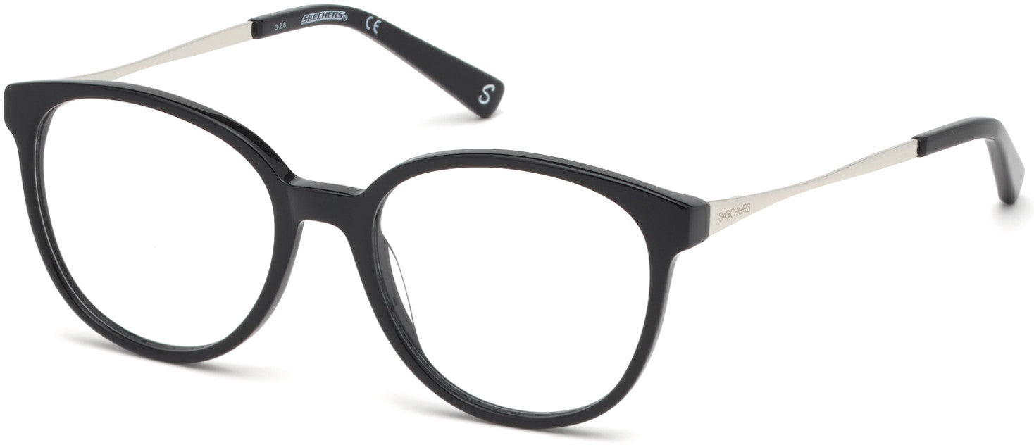 Skechers SE2143 Round Eyeglasses 001-001 - Shiny Black