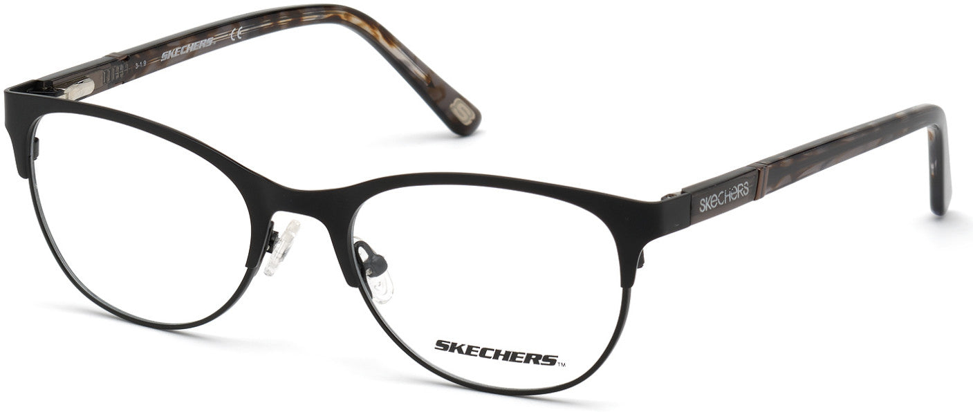 Skechers SE2153 Round Eyeglasses 001-001 - Shiny Black