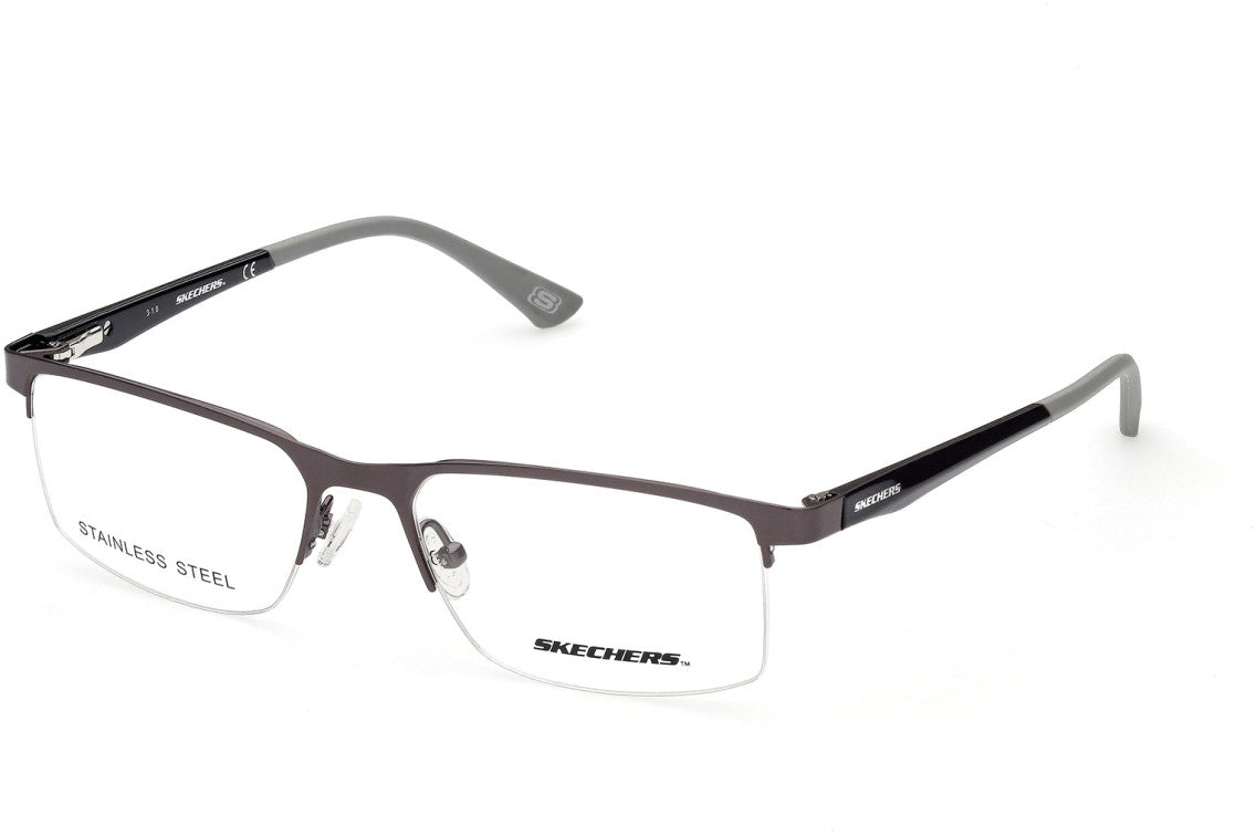 Skechers SE3306 Rectangular Eyeglasses 008-008 - Shiny Gunmetal